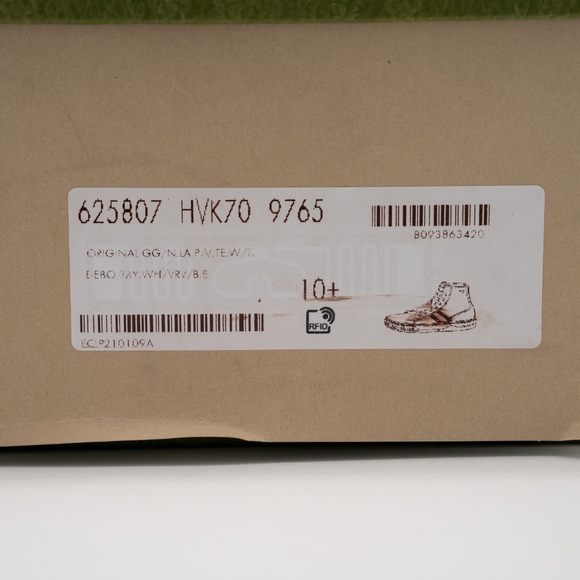 size 10.5G 11 US Gucci GG Canvas Tennis 1977 Beige Hight Top - Picture 14 of 14